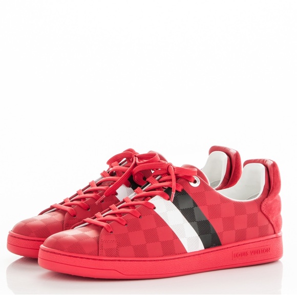 Like new! Louis Vuitton Damier Infini Frontrow rouge 'Red Checkered' sneakers - Picture 5 of 8